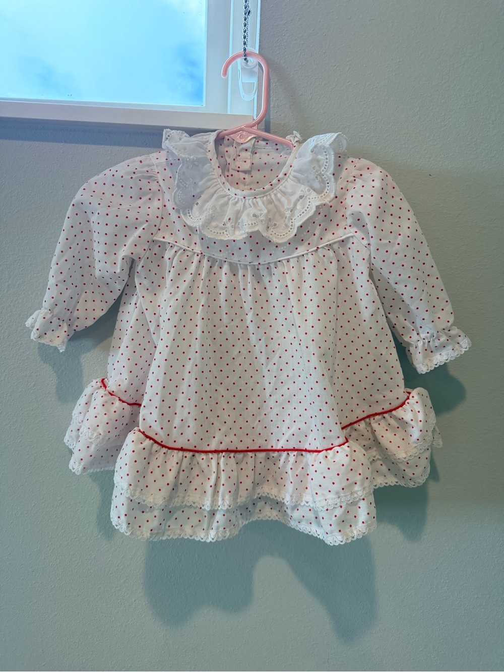 Roanna Vintage Polka Dot Ruffle long Sleeve Top/Dress